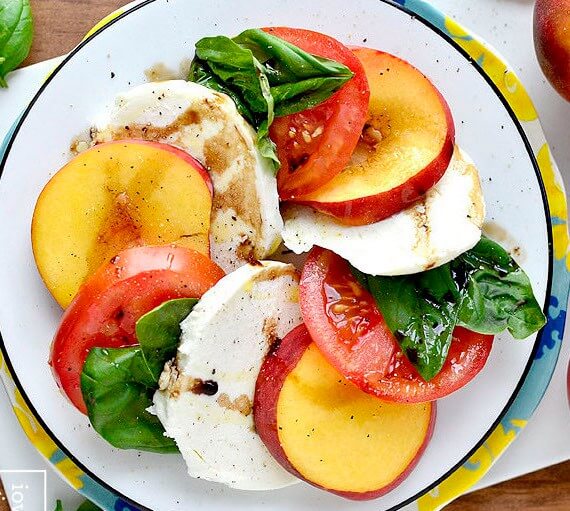 Bennett Peach Caprese Salad. 